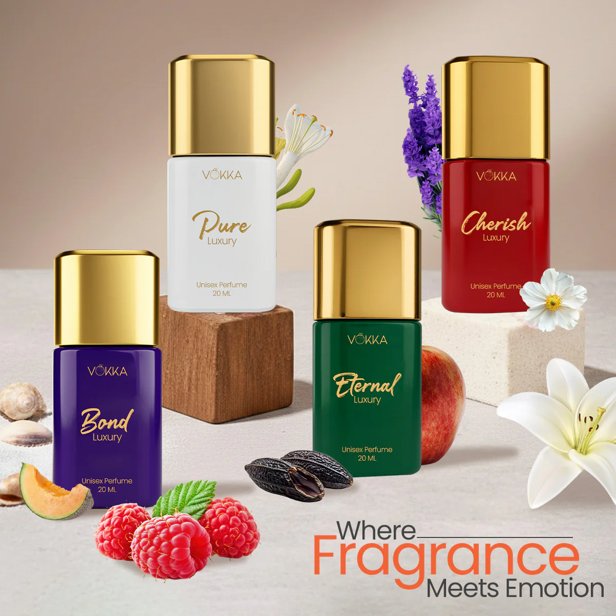 Vokka Bond Collection Luxury Long Lasting Unisex Perfume Gift Set 4x20ml - Image 7