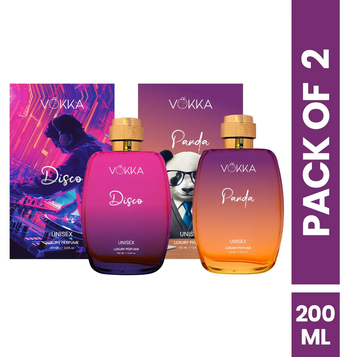 Vokka Disco & Panda 200 ml Unisex Perfume | Pack of 2 x 100ml Each - Image 2