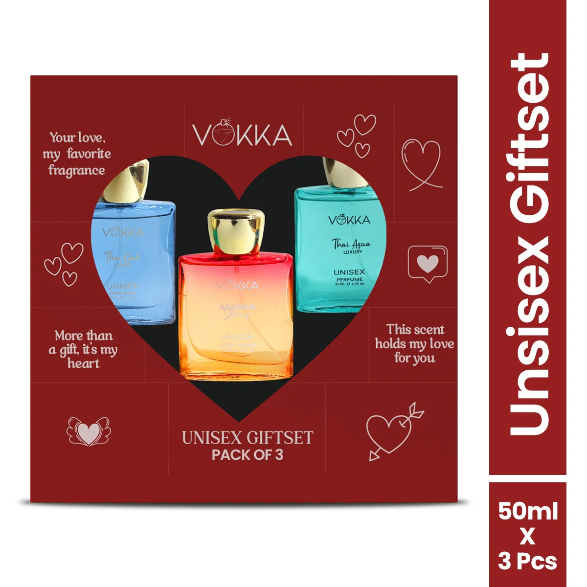 Vokka Gift of Love 150ml - 3 x 50ml Luxury Unisex Perfume Gift Set - Image 2