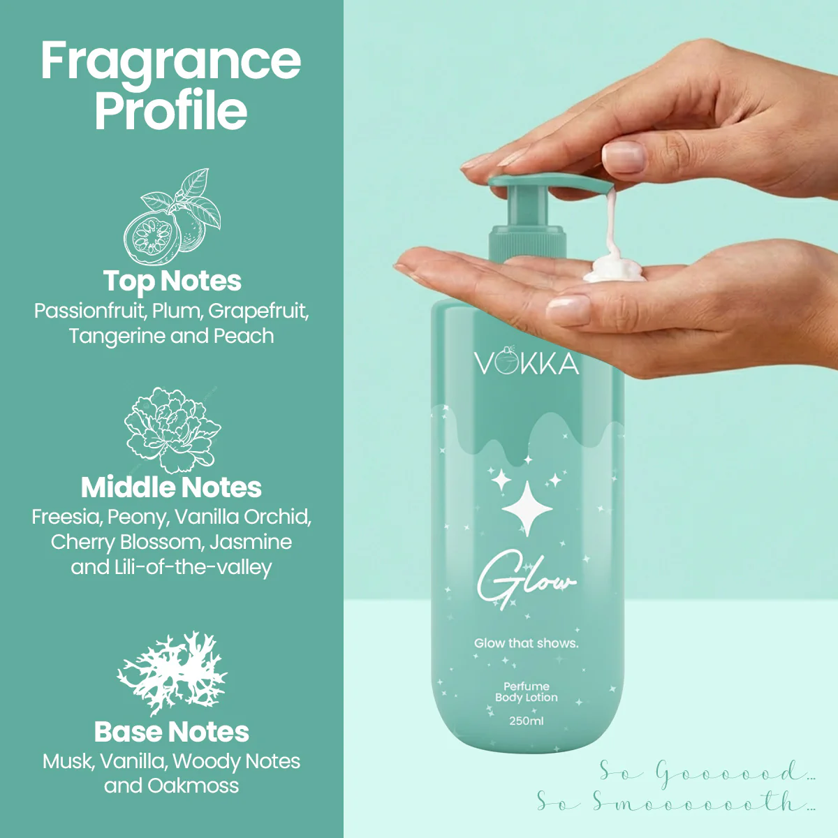 Vokka Glow Perfume Body Lotion 250ml | Bright Fruity Floral Fragrance - Image 4