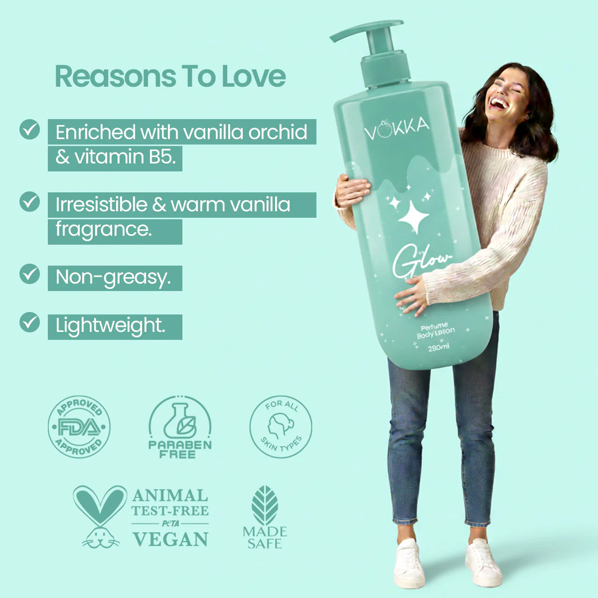 Vokka Glow Perfume Body Lotion 250ml | Bright Fruity Floral Fragrance - Image 6