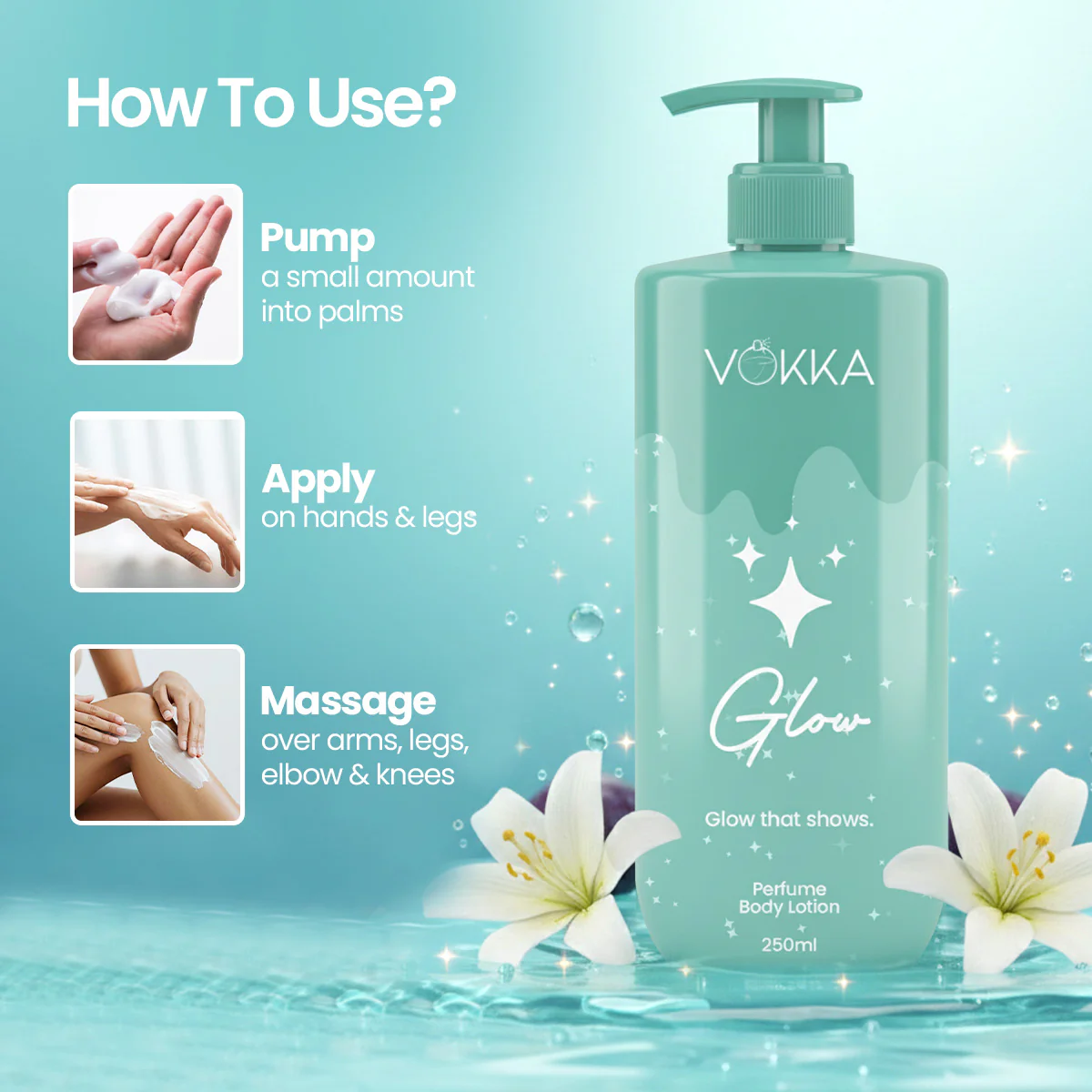 Vokka Glow Perfume Body Lotion 250ml | Bright Fruity Floral Fragrance - Image 8