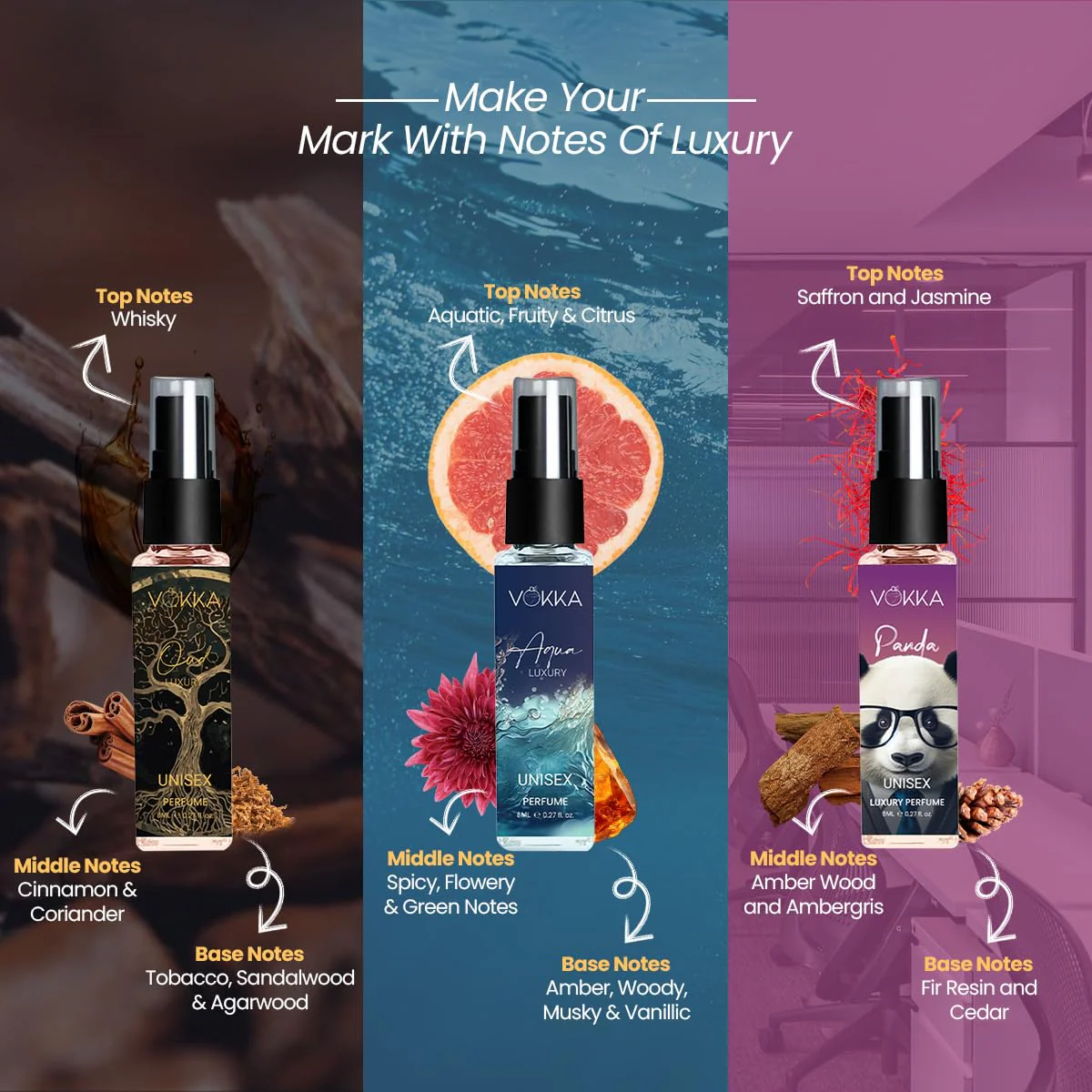 Vokka Luxury Perfume 9 x 8ml Gift Set for Men & Women | Premium Travel Fragrance Gift Pack - Image 4