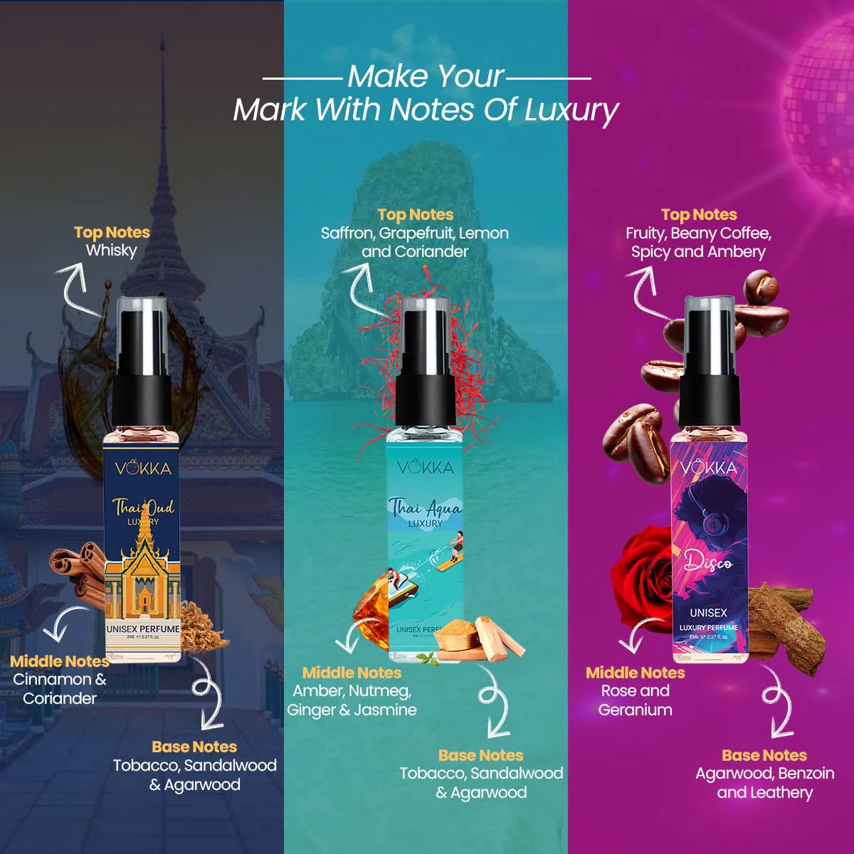 Vokka Luxury Perfume 9 x 8ml Gift Set for Men & Women | Premium Travel Fragrance Gift Pack - Image 6