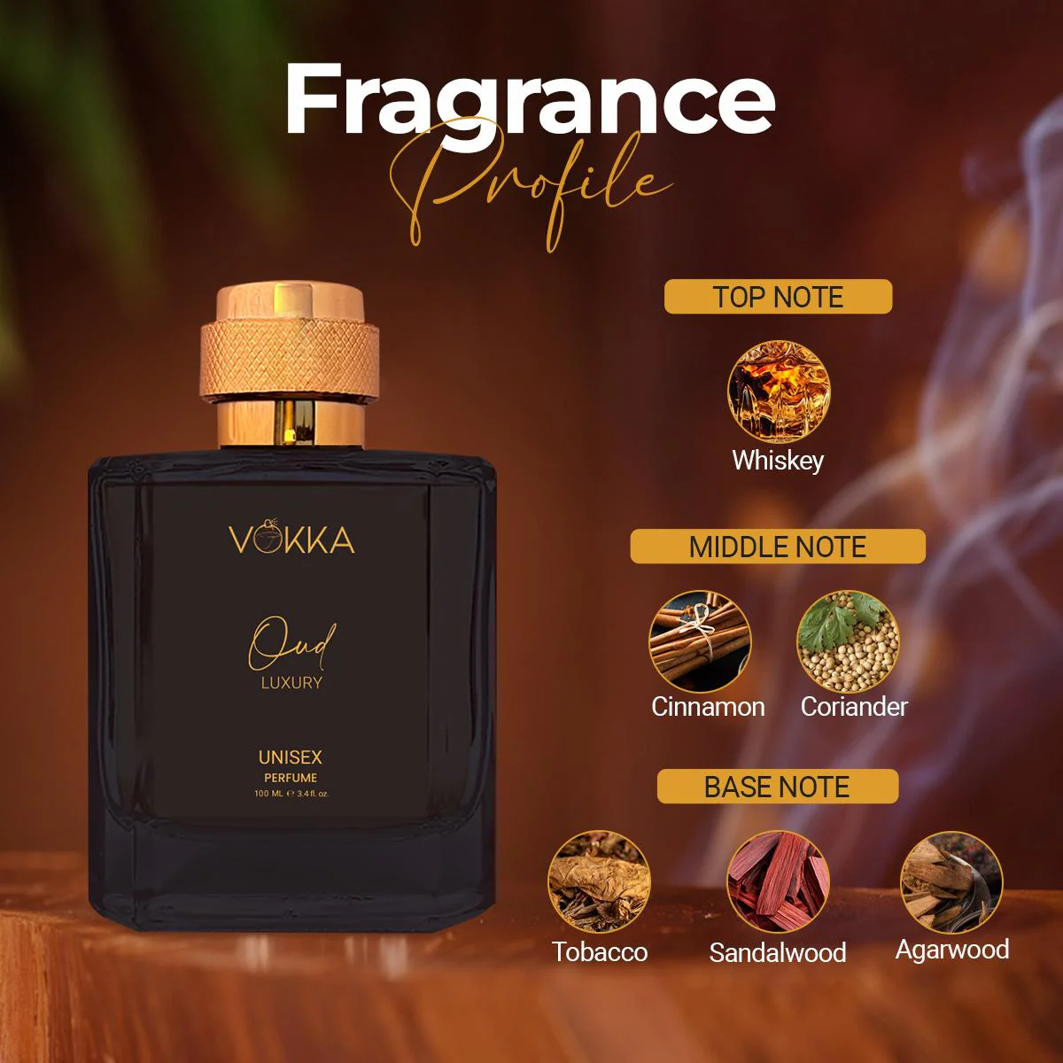 VOKKA Oud 100 ml | Unisex Luxury Long Lasting Smokey Perfume For Men And Women - Image 4