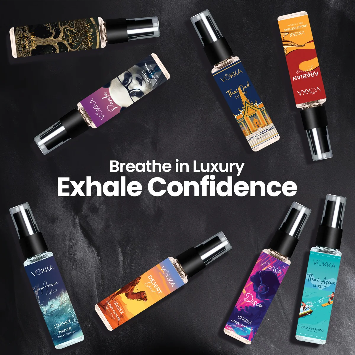 Vokka Perfume Trial Pack – Pack of 8 x 8ml Unisex Luxury Perfumes - Image 2