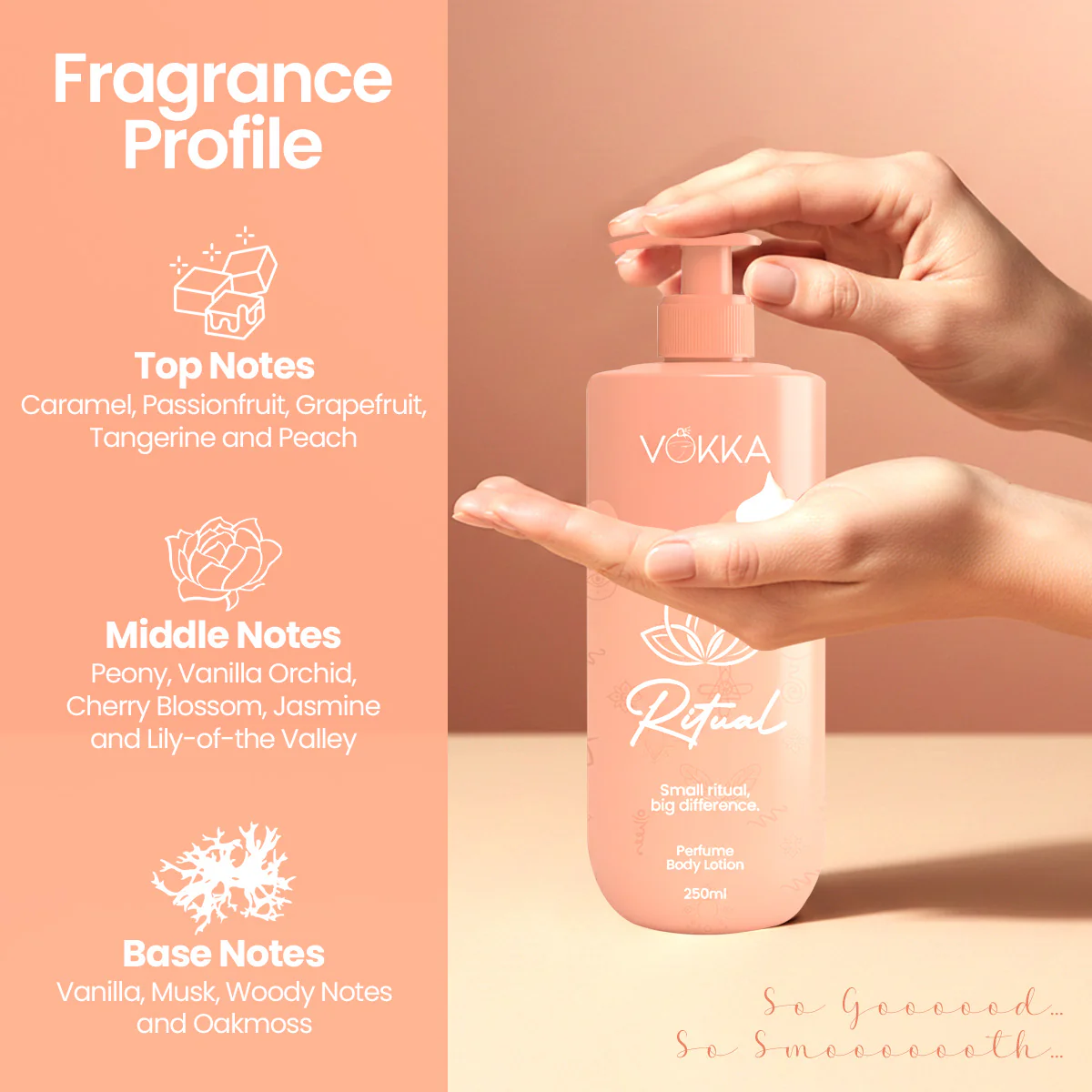 Vokka Ritual Perfume Body Lotion 250ml | Warm Vanilla Gourmand Fragrance - Image 4