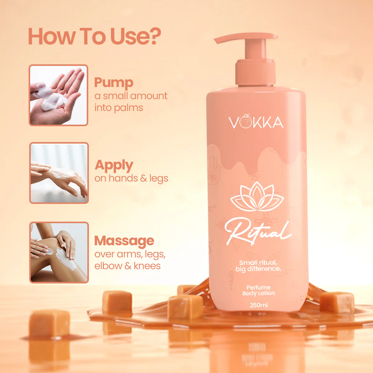 Vokka Ritual Perfume Body Lotion 250ml | Warm Vanilla Gourmand Fragrance - Image 8