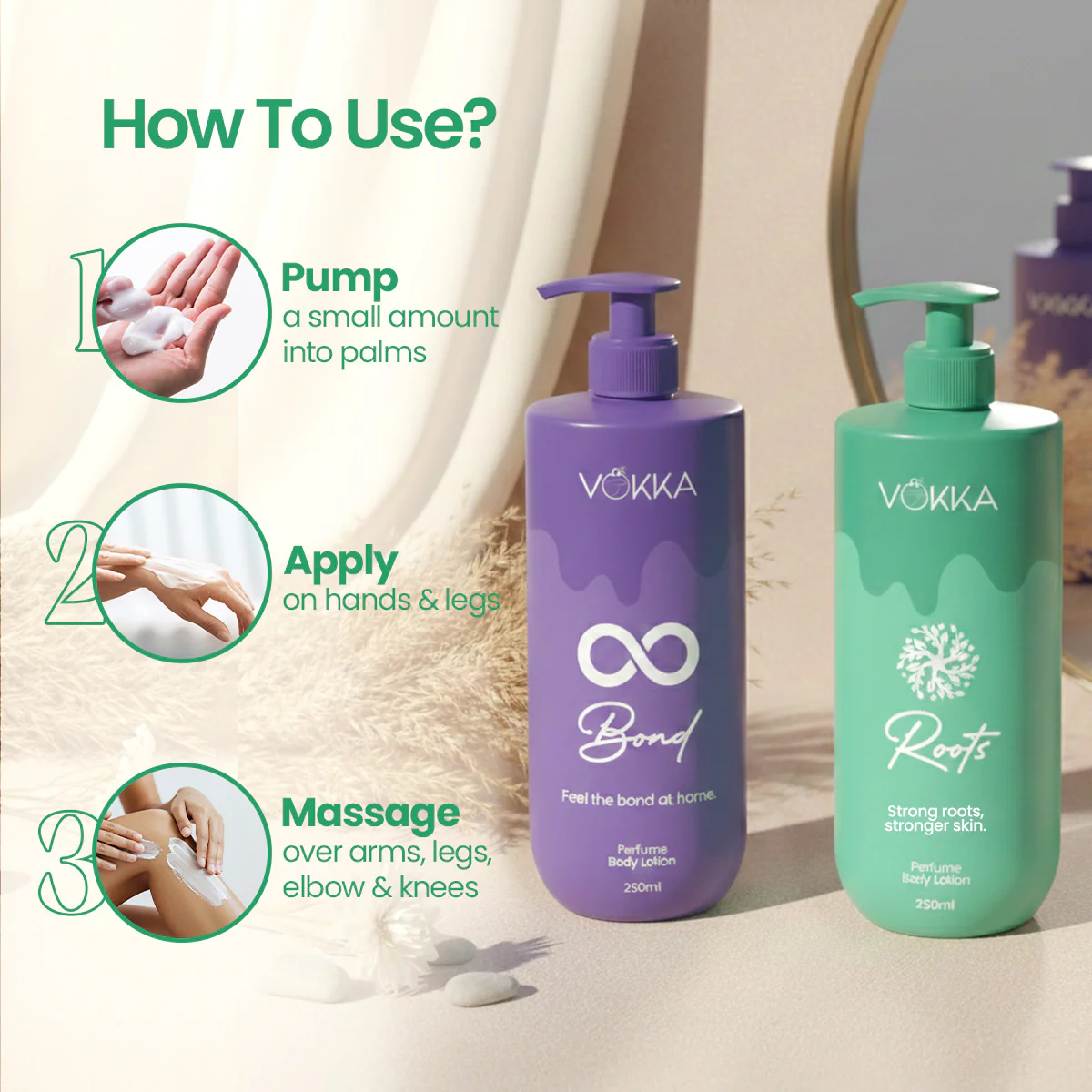 Vokka Roots & Bonds Perfume Body Lotion Combo 250ml x 2 - Image 8