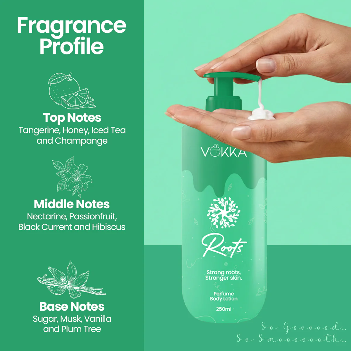 Vokka Roots Perfume Body Lotion 250ml | Floral Fruity Gourmand Fragrance - Image 4