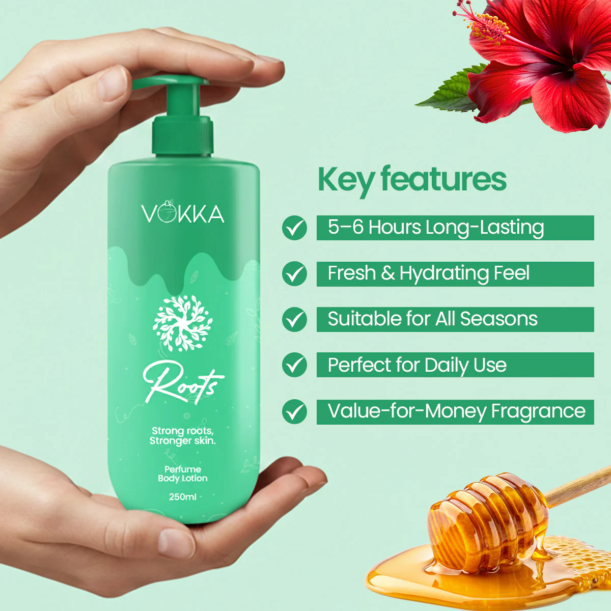 Vokka Roots Perfume Body Lotion 250ml | Floral Fruity Gourmand Fragrance - Image 5